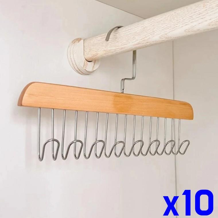 원목 멀티 옷걸이 8후크 벨트 넥타이 걸이 x10개