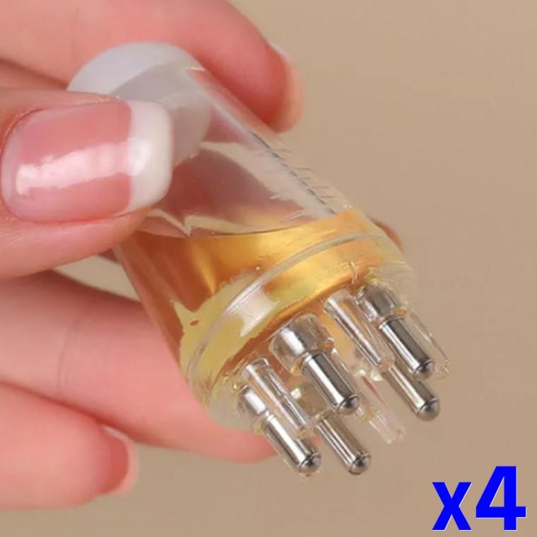 두피 마사지 공병 앰플 도포 롤러 용기-원뿔 x4개
