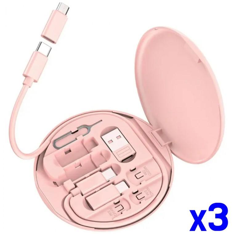멀티 충전 케이블 키트 휴대용 보관함 x3개