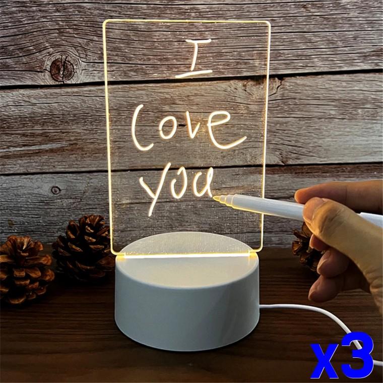USB LED 아크릴 메모보드 메시지 무드등 x3개