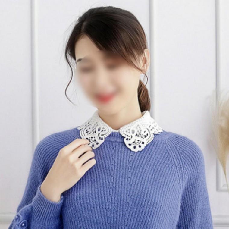 여성 페이크카라 블라우스 레이어드 레이스 카라 넥케이프