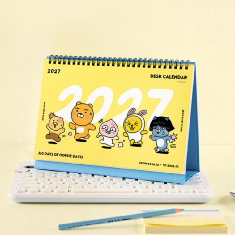 2027년 캐릭터 일러스트 데스크 캘린더 달력 옐로우