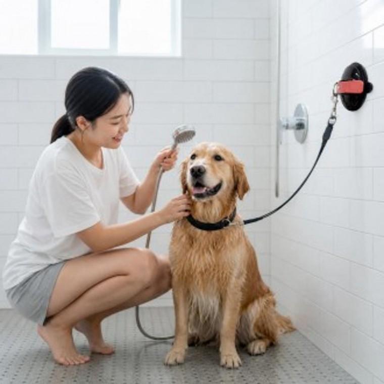 강아지 반려동물 길이조절 고양이 목욕줄 밴드 목욕 미용 고정 반려견