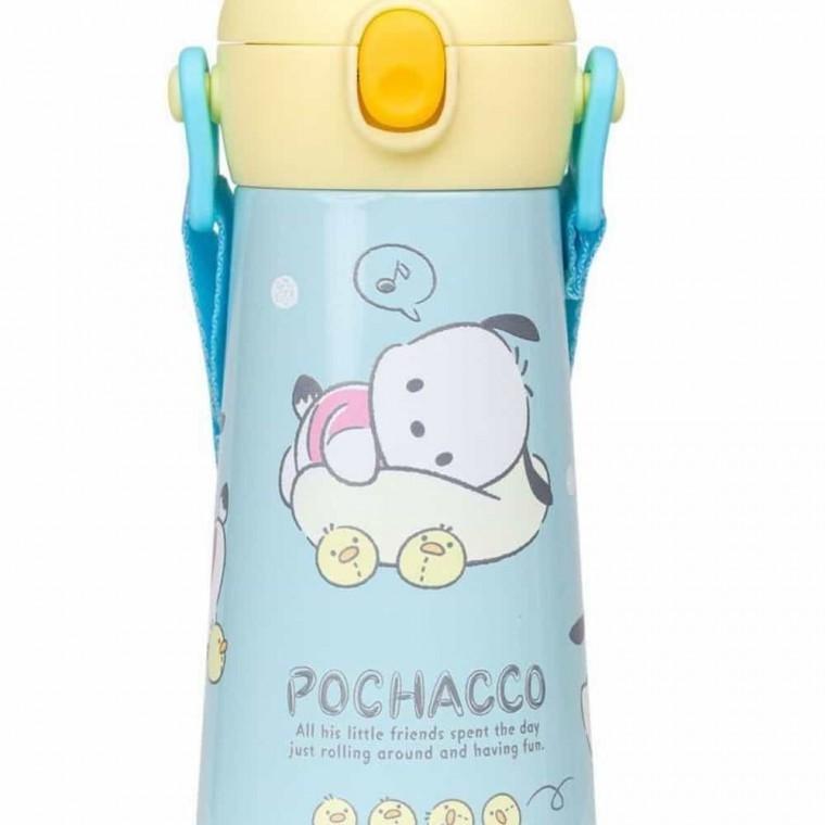 포차코 이중스텐물통 460ml 귀여운물통 끈물병 원터치물병