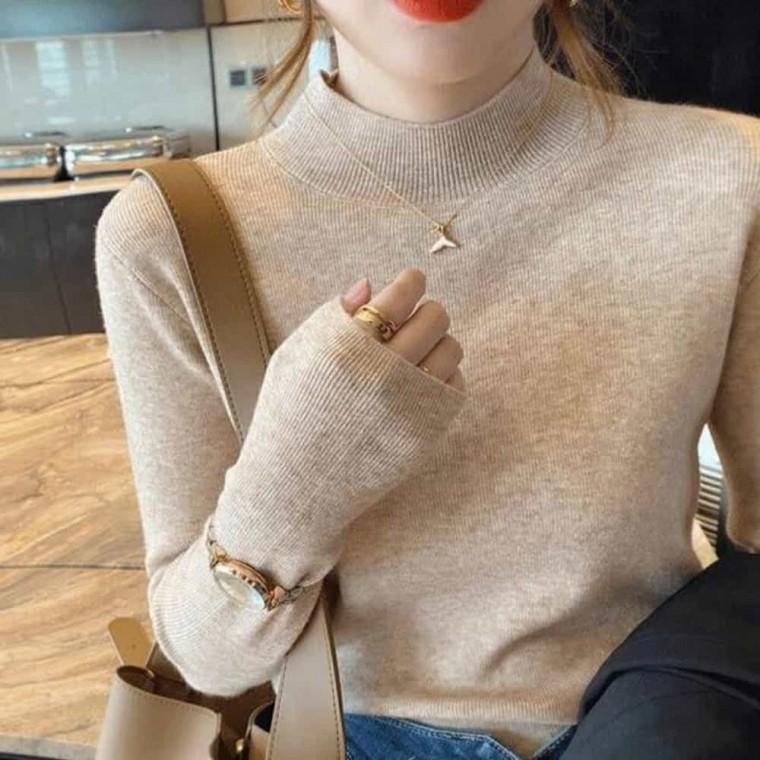 반목니트 하프넥티셔츠 여성반목니트 여성목티