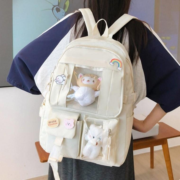 투명창 백팩 굿즈 인형 수납 학생 스쿨백