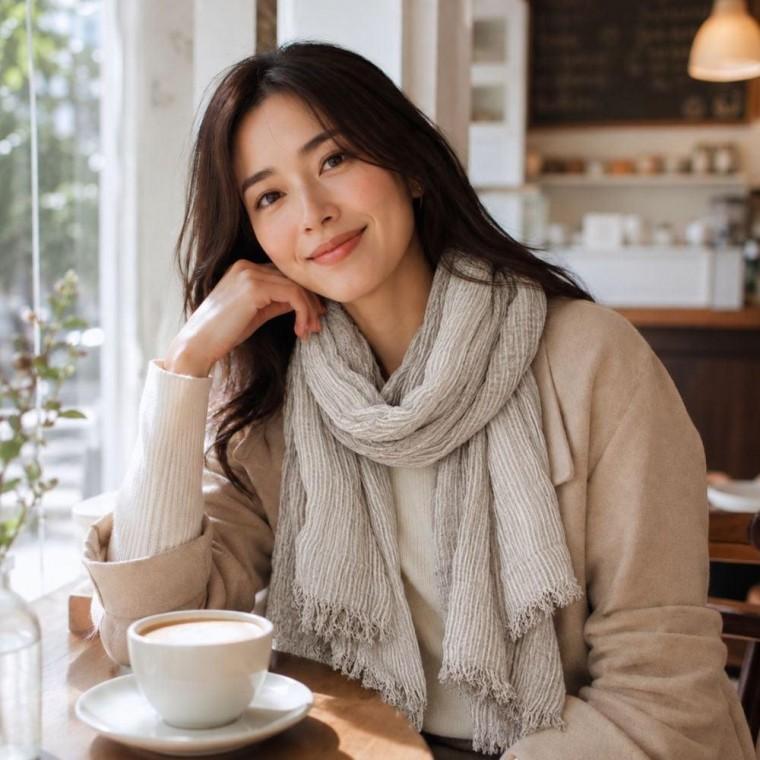 여성 린넨 주름 스카프 봄 가을 머플러 SQ-1011031