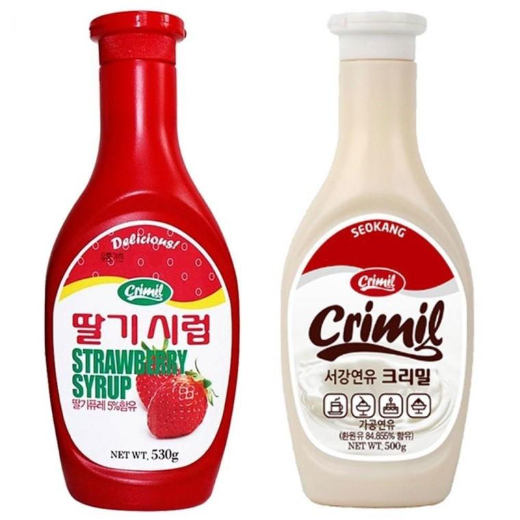 서강 딸기시럽 530g+연유 500g
