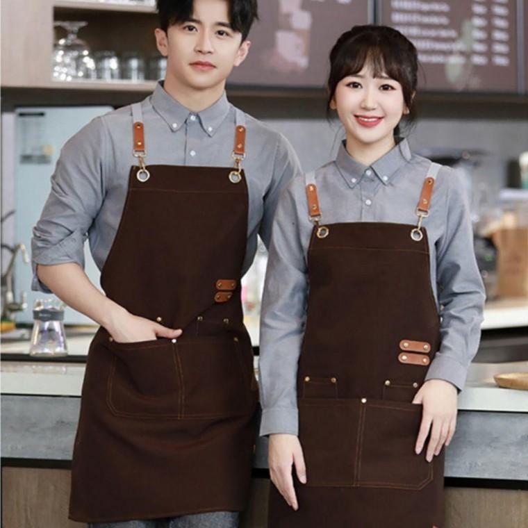 주방 카페 공방 식당 캔버스 소재 앞 포켓 앞치마
