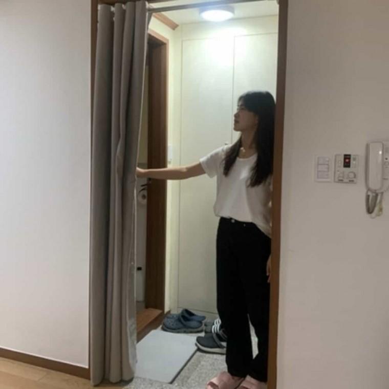 아일렛 문가리개 그레이 200 선반가리개 현관중문커튼 가리개커튼