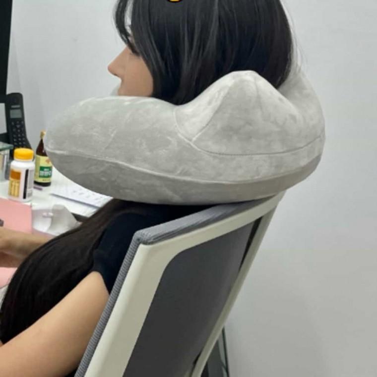 여행 벨벳 에어목베개 그레이 기내목베개 비행기목쿠션 목베게