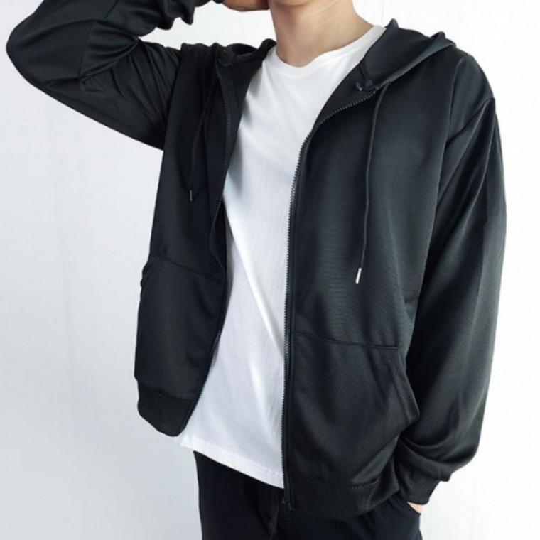 남녀공용 얇은 간절기 데일리 무지 베이직 후드 집업