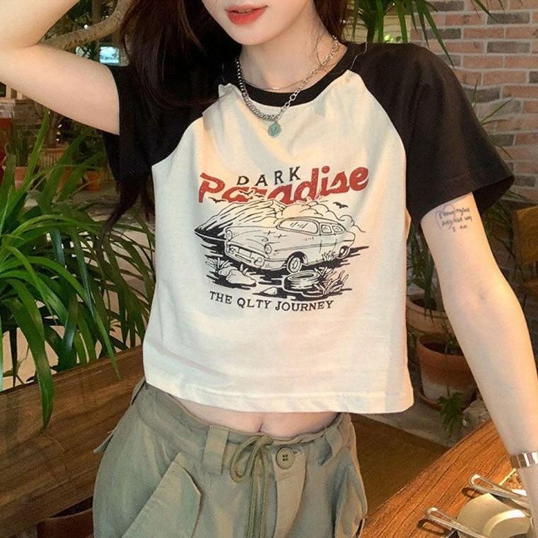 나그랑 프린팅 크롭 반팔티셔츠 -0443 -0443