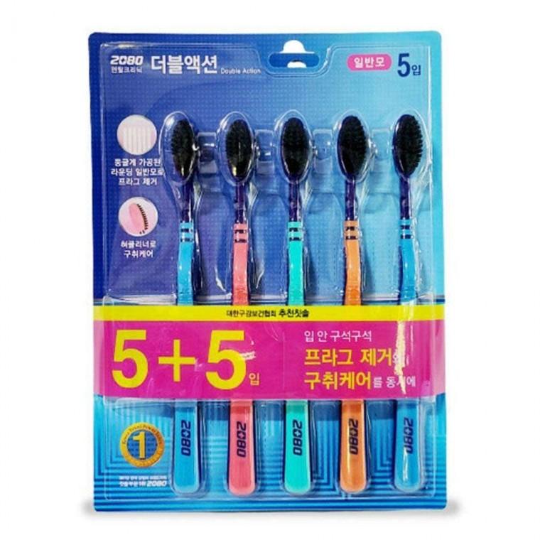 거취케어 프라그 제거 더블액션 일반모 칫솔 5+5개입