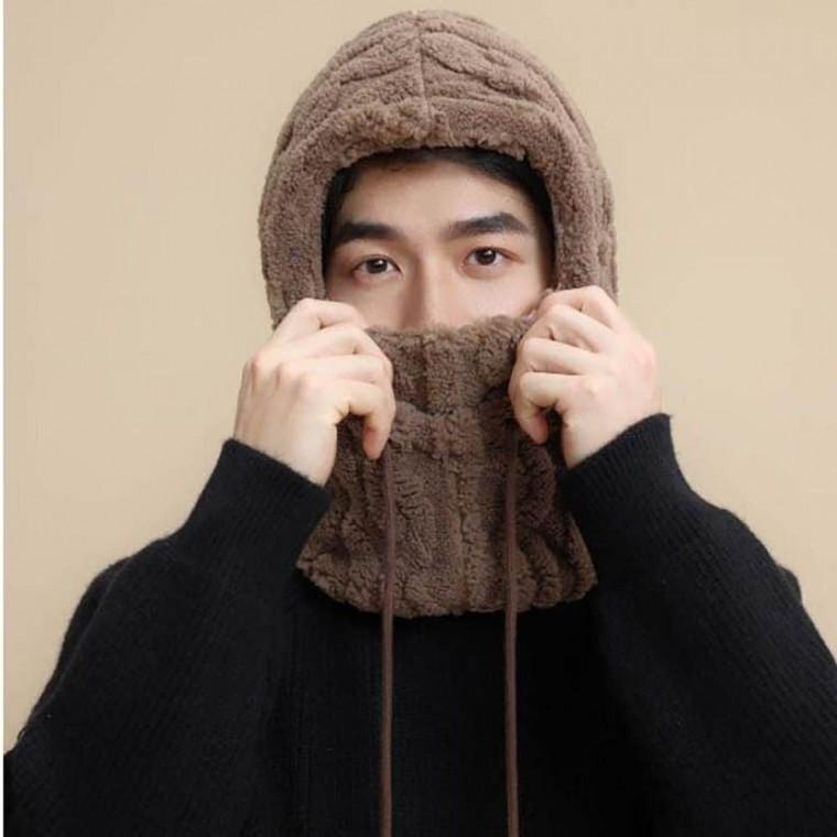 남녀공용 겨울 외출 방한 모자 부드러운 소재 포근한 후드 넥워머