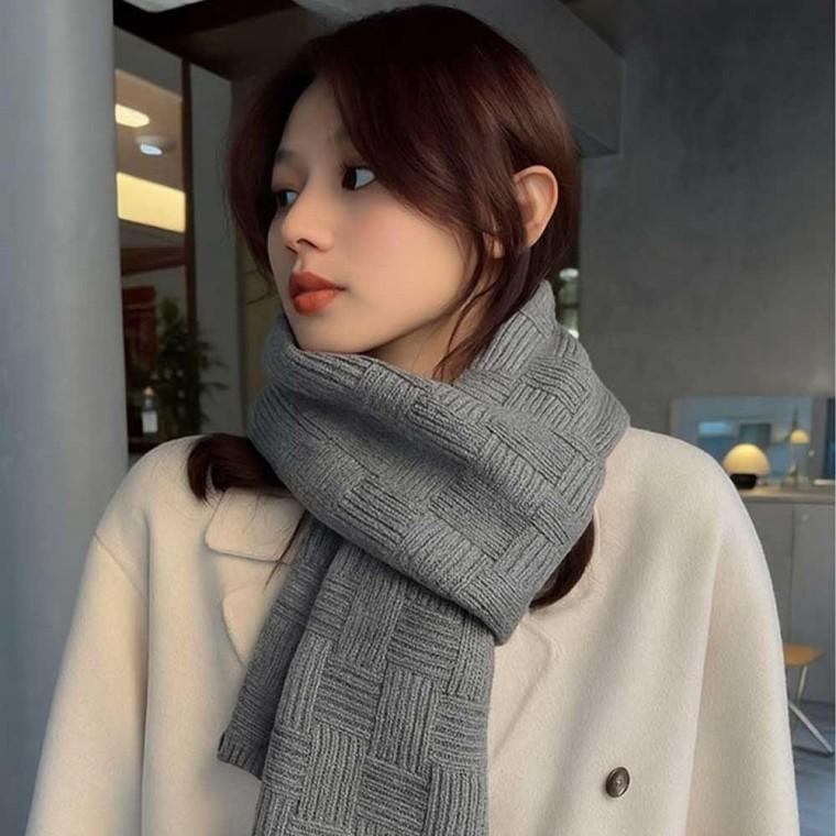 여자 친구 머플러 선물 데일리 단색 패치 목도리 코디