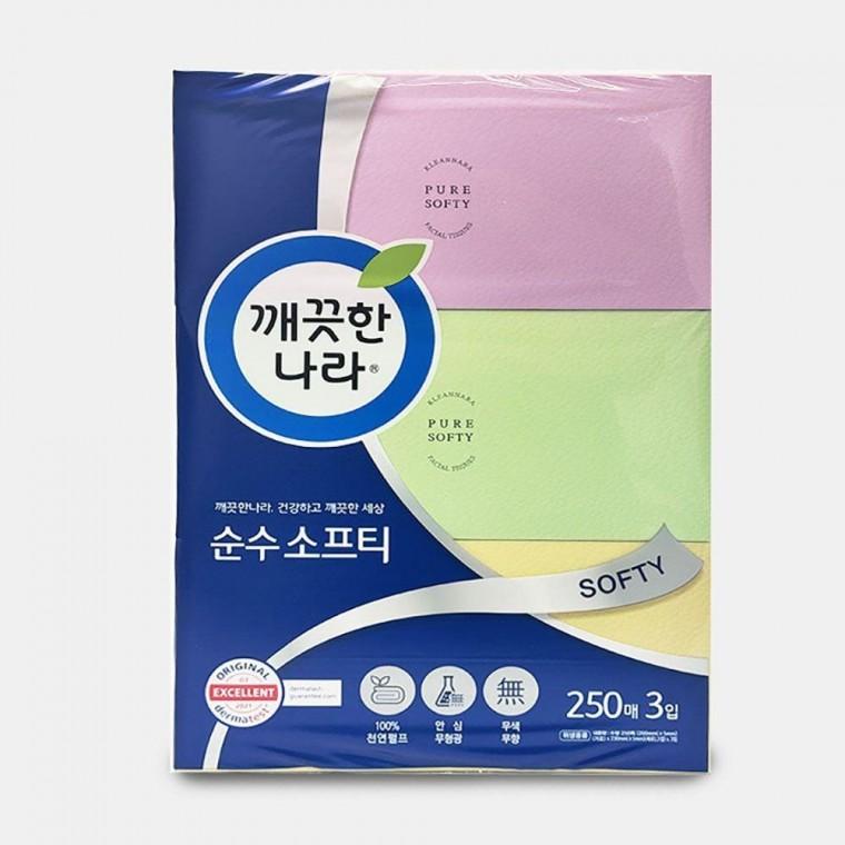 화장대 화장실 거실 순수 곽티슈 250매 3입