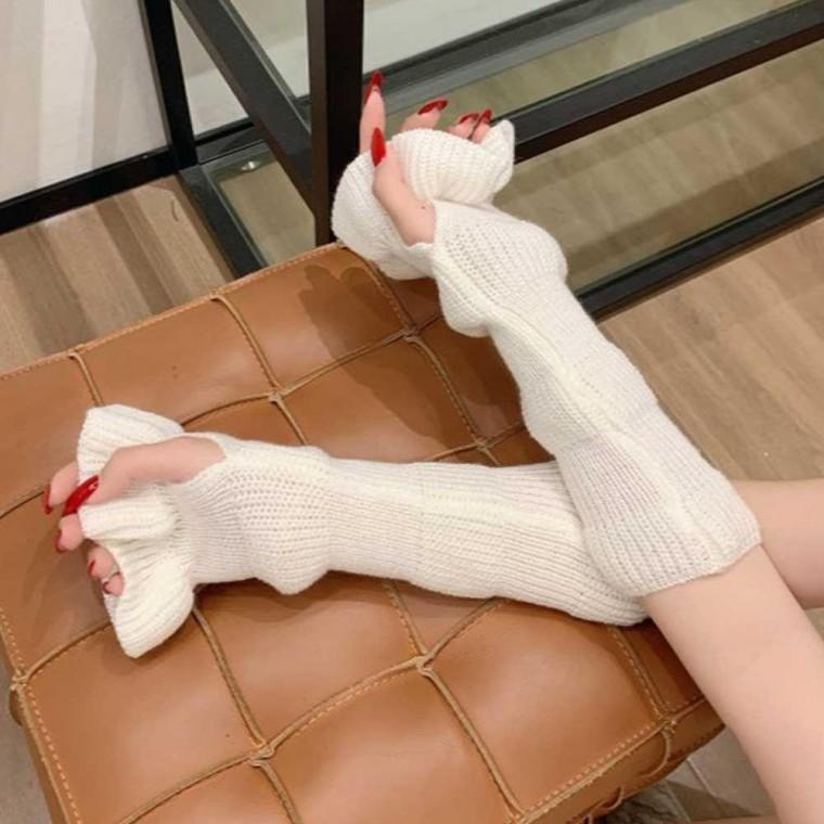여성 암 워머 팔 토시 핑거 홀 방한 프릴 핸드 코디