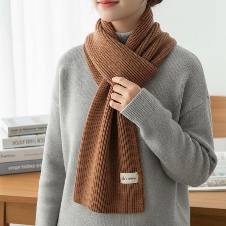 남성 여성 깔끔한 디자인 겨울 방한 아이템 도톰 골지 라벨 목도리 머플러