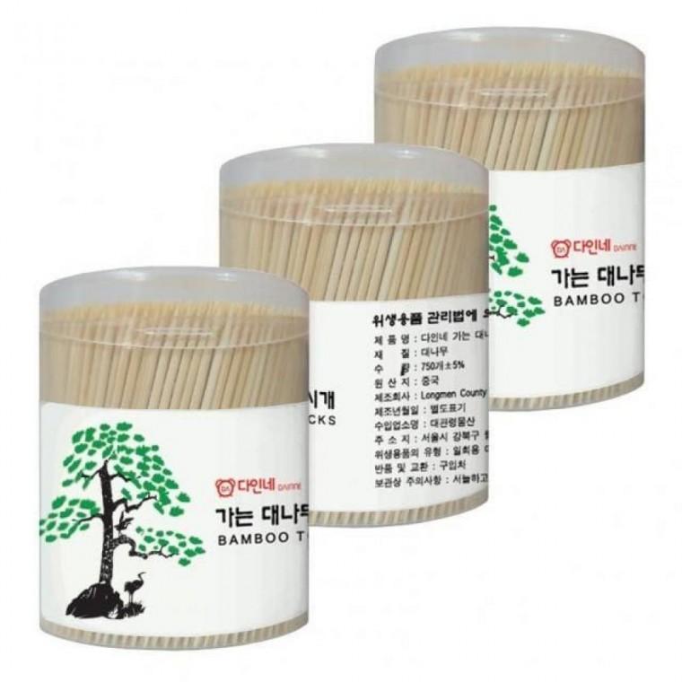 가는 대나무 이쑤시개 원통 (750개