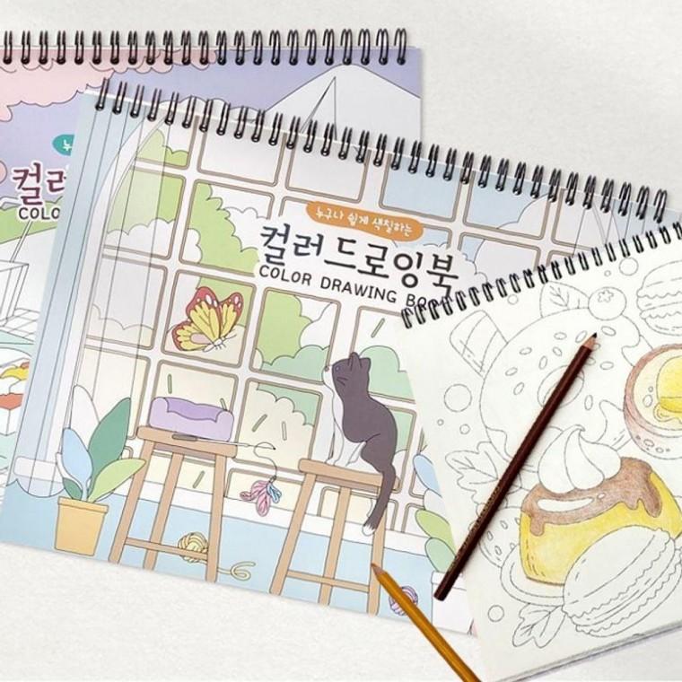 취미 컬러 드로잉북 2P 어른 색칠 도안 취미 컬러링