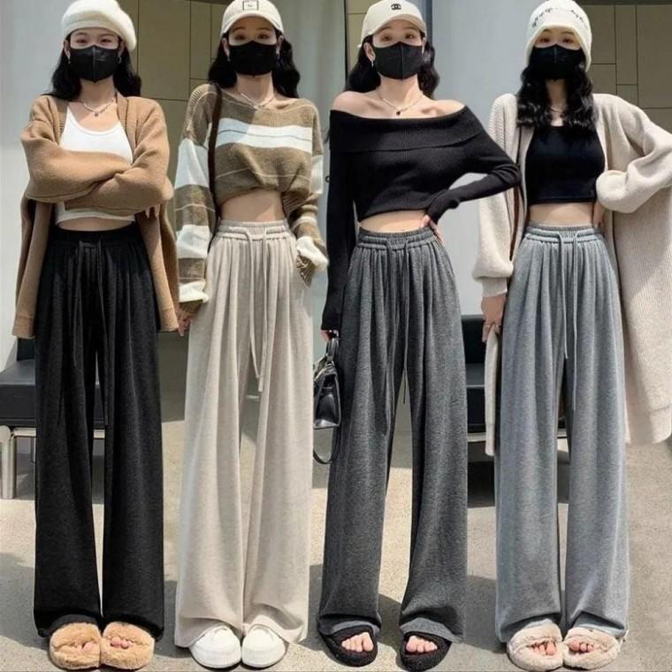 챔버 소프트 겉기모 허리밴딩 와이드바지
