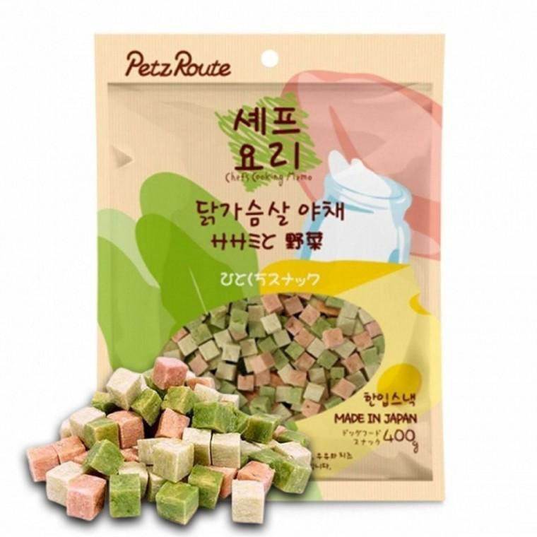 강아지 저지방 한입 간식 닭가슴살 야채 400g 1P 트릿