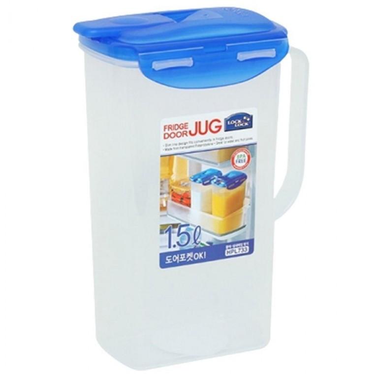 사각 손잡이 물병 1.5L 뚜껑 냉장고 식당 캠핑