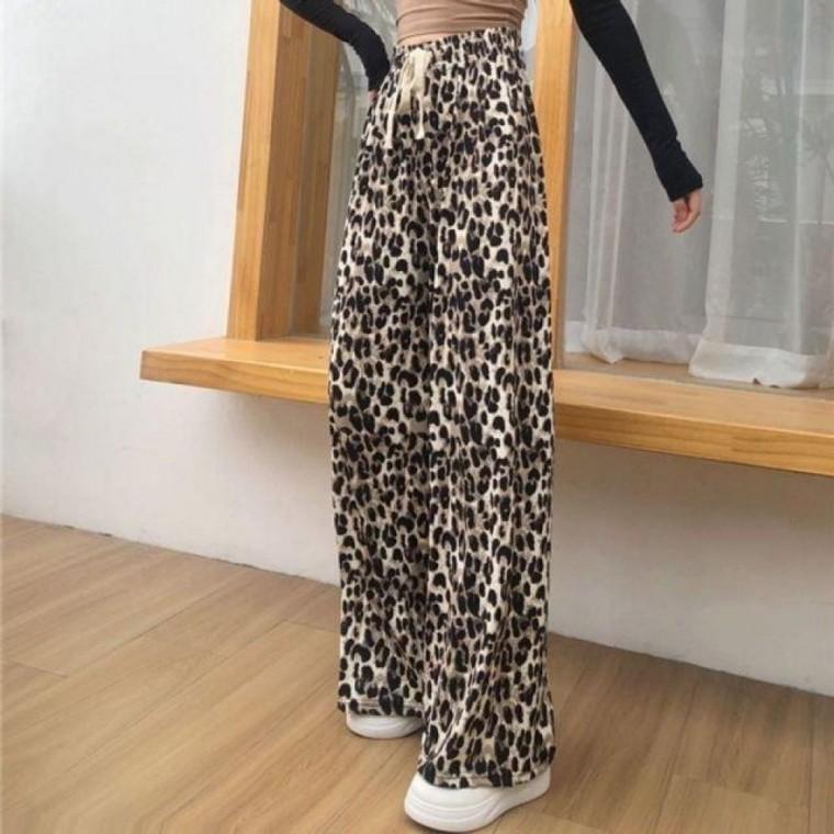 릴렉스 레오파드 프린팅 쿨팬츠