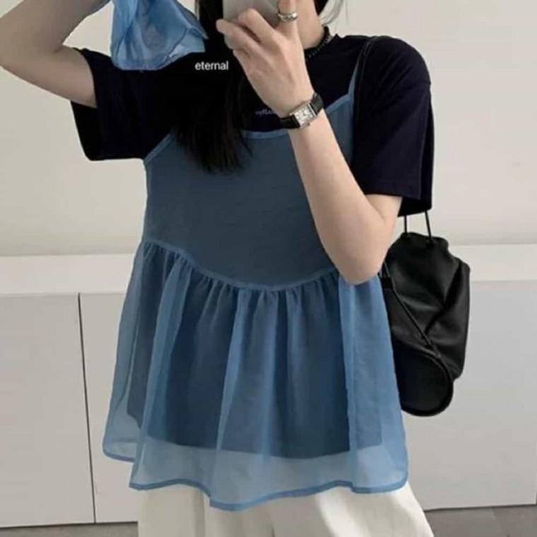 여성 여름 시스루 끈나시 단품 여성민소매 이너블라우스