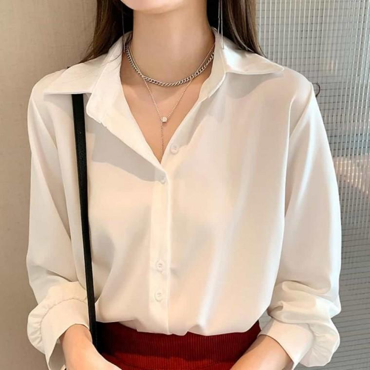 여성 봄가을 솔리드 블라우스 셔츠 긴팔 블라우스셔츠 여성용블라우스