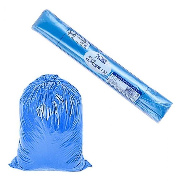 프리미엄 다용도 비닐 봉투 100매 청색 30L