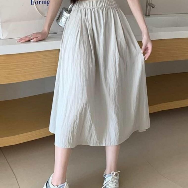A라인 스커트 밴딩 플레어 여름 여성허리밴딩롱치마 밴딩플레어롱치마