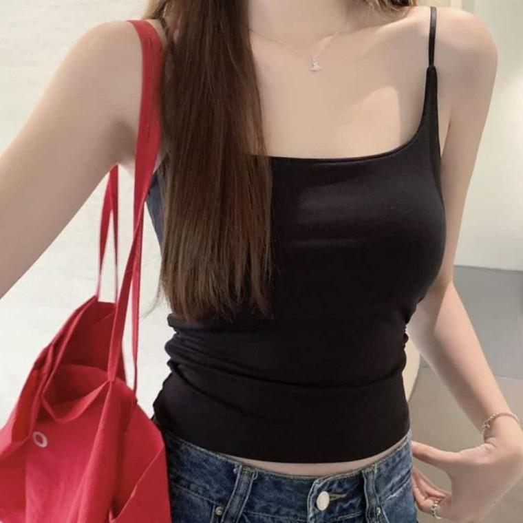 캡나시 끈나시 U넥 캡내장 민소매 브라내장나시 여성속옷나시
