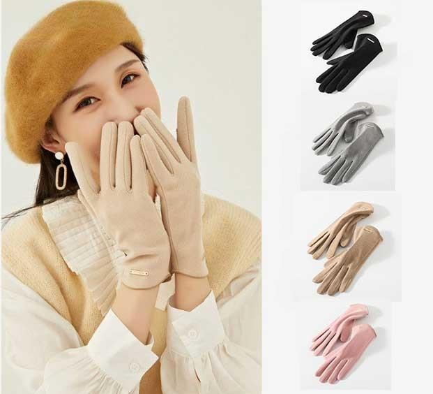 벨벳 기모 엄지 검지 플립형 터치 여성용 스마트 장갑