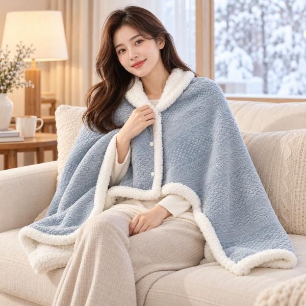 극세사 망토 어깨 무릎 담요 똑딱단추 학생 독서실 입는 담요