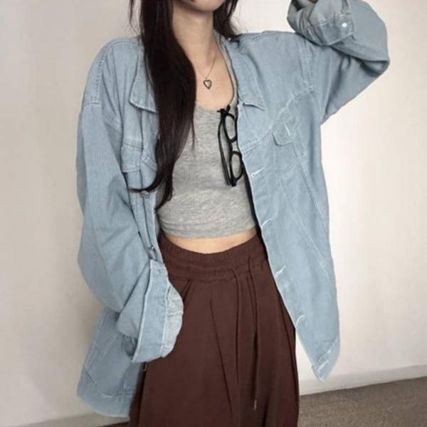 패션 오버핏 여성 데님 자켓 데일리 청자켓 가을 아우터