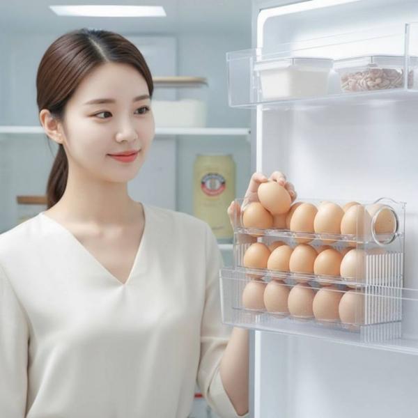 슬라이딩 계란 보관함 30구 냉장고 계란 트레이 디스펜서 정리