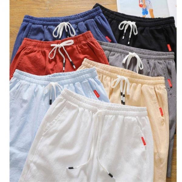 남성 린넨 반바지 여름 빅사이즈 면바지 5부 마바지 밴딩