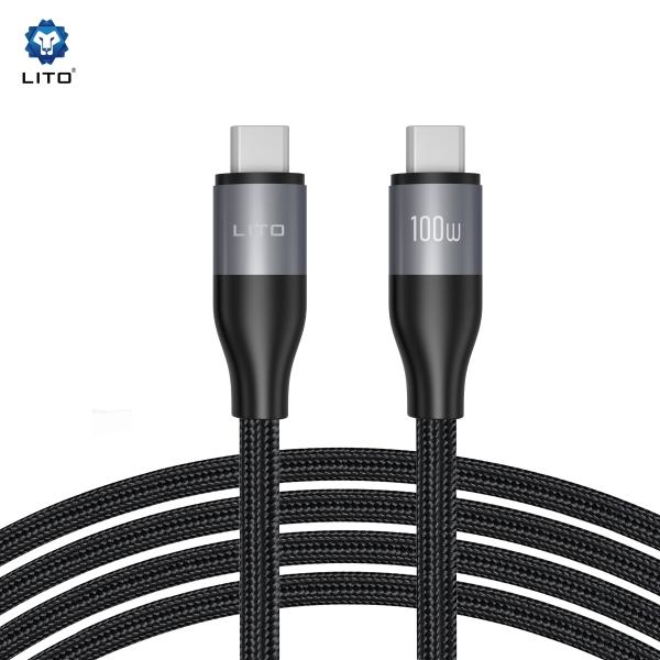 [LITO] 100W PD CtoC 초고속 충전 단선방지 메탈 패브릭 2M 케이블