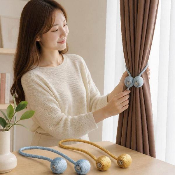 자석 커튼홀더 마그네틱 커텐 집게 고정끈 묶음 클립