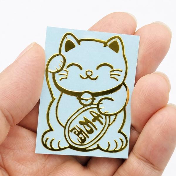 행운의 복고양이 스티커 골드포인트 장식