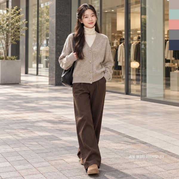 여자 포근한 캐시 브이넥 긴팔 가디건 CJG 1004W