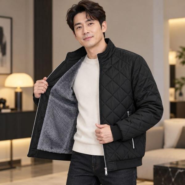 중년 남성 방한 기모 패딩 점퍼 남자 정장 누빔 털 자켓