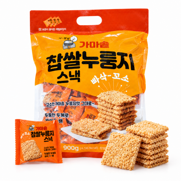 가마솥 찹쌀누룽지 스낵 대용량 간식 고소한 맛 간편한 스낵 900g