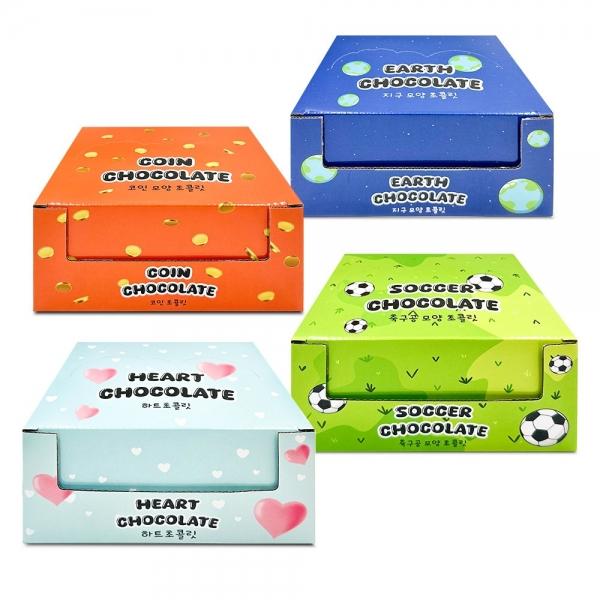 하트+ 축구공+ 코인+ 지구 모양 초콜릿 900g 45g x 20개 4통 추억의 초콜릿