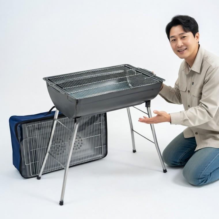 사각 바베큐그릴 고기 접이식 화로대 석쇠 불판