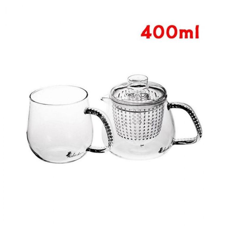 루미나D 유리티포트 400ml + 유리컵세트 필터주전자 투명컵 티팟 차 우리기