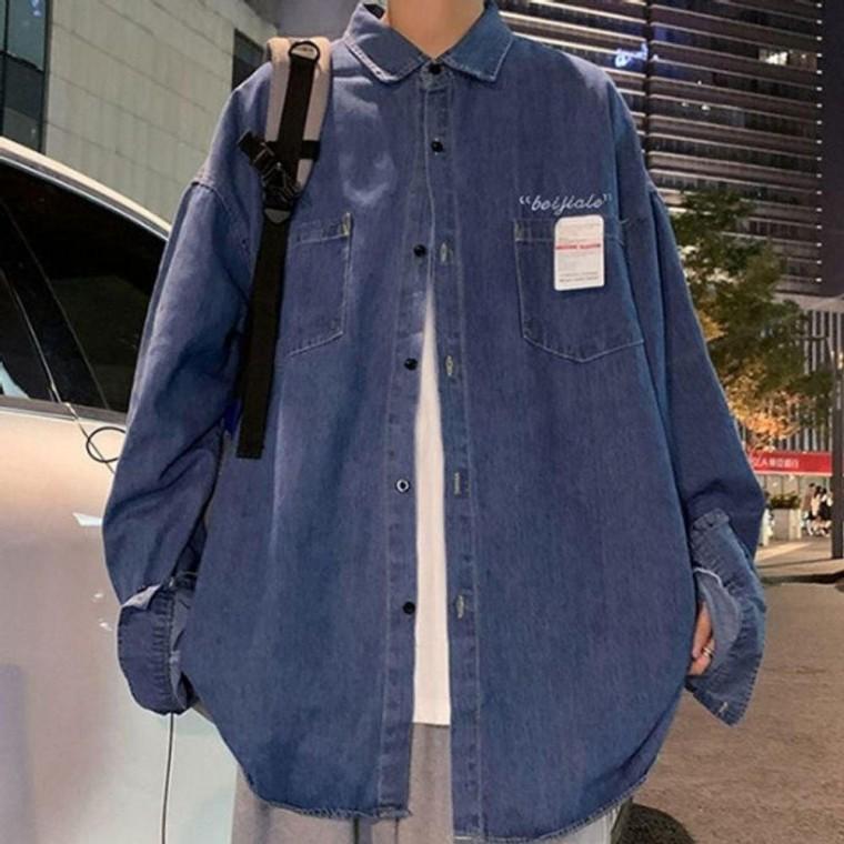 남성 긴팔 와이셔츠 청남방 데님 셔츠 2색 긴팔 상의