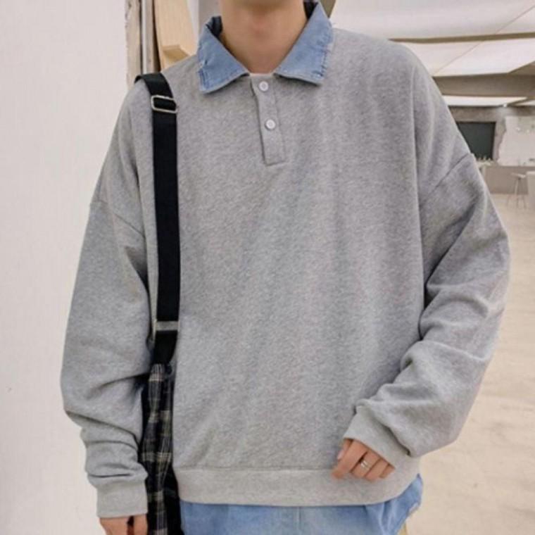 남성 오버핏 긴팔 티셔츠 레이어드티 단추 2색 상의